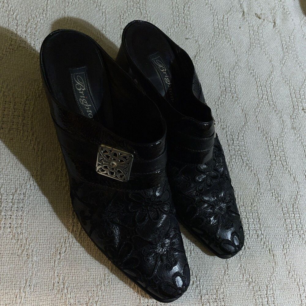 Brighton Women’s Dressy Mules Size 9 M Black Leather Going Out Party City